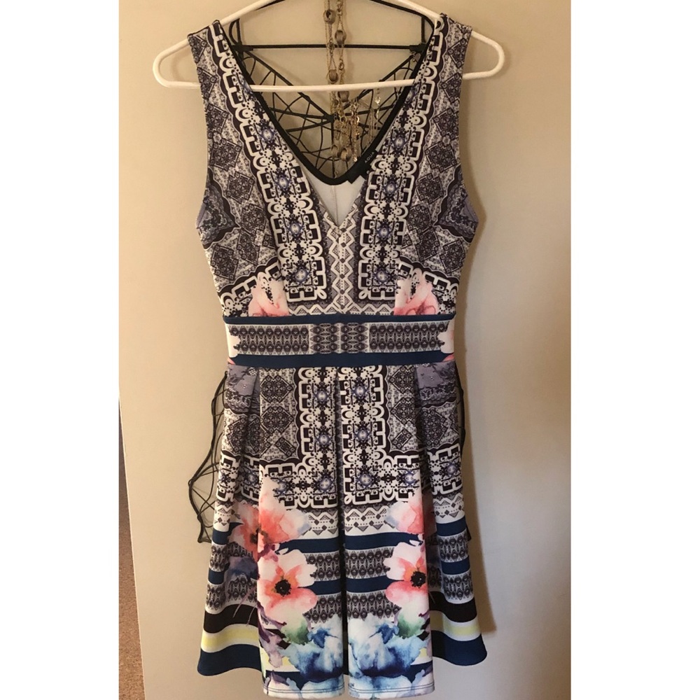 Aqua v neck sleeveless dress